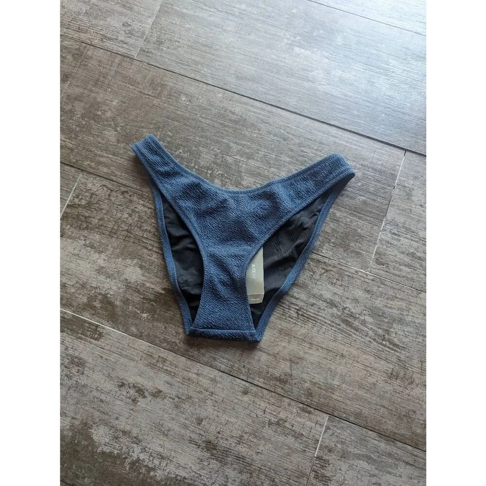J. CREW RE-IMAGINED Textured Curved Waist Cheeky Bikini Bottom